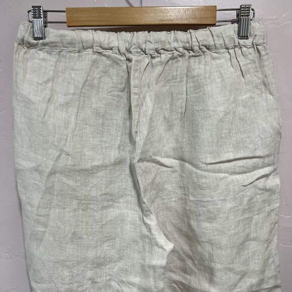 Sigrid Olsen Linen Pants Natural Beige Cropped Size Medium Tie Waist - Picture 7 of 7